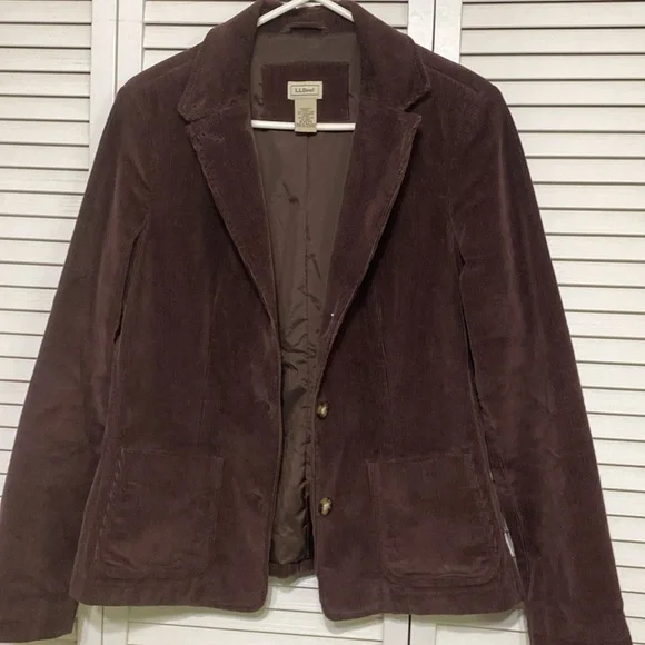 L.L.Bean Brown Corduroy Blazer 3 Button Classic Casual Jacket Size 10 - Picture 8 of 8